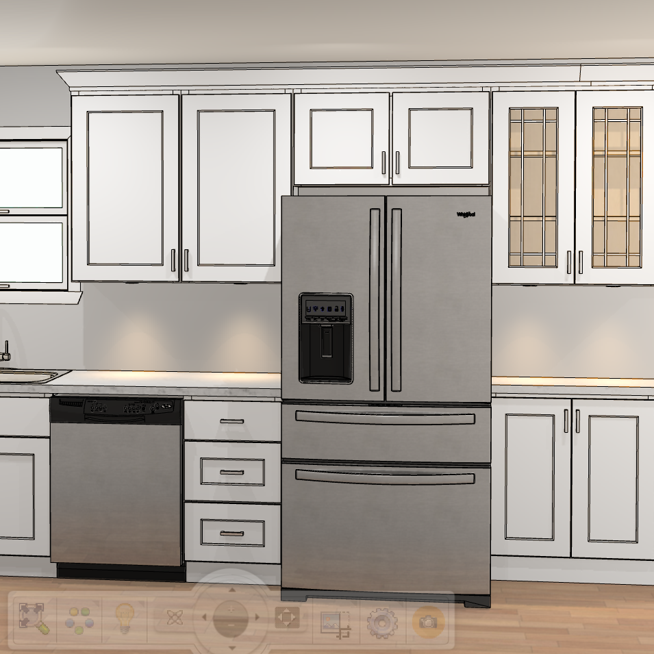3D rendering of a planned kitchen remodel